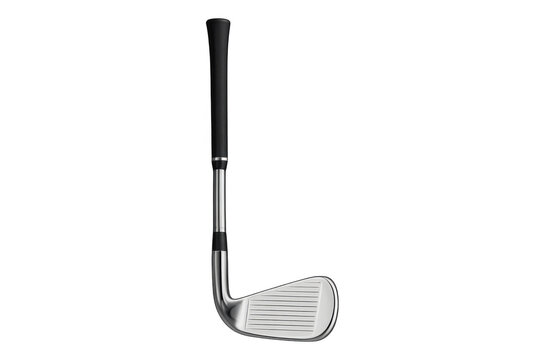 Golf iron club resting on clean transparent surface, ready for professional graphic design and seamless image compositing workflow
