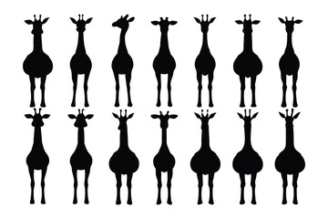 A collection of silhouette illustrations showcasing toucans in various poses against a white background