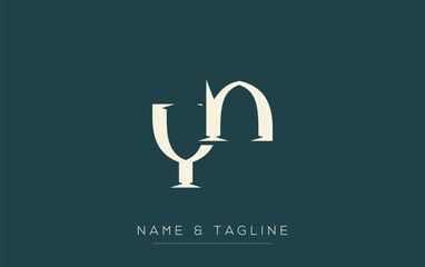 YN Elegant Monogram Logo Design Featuring Stylized Letters. A sophisticated monogram logo representation showcasing artistic typography with a modern design