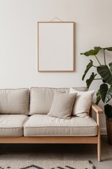 Boho Living Room Poster Frame Mockup
