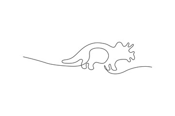 Continuous line drawing of a triceratops Simple, minimalist artwork Vector illustration on white background