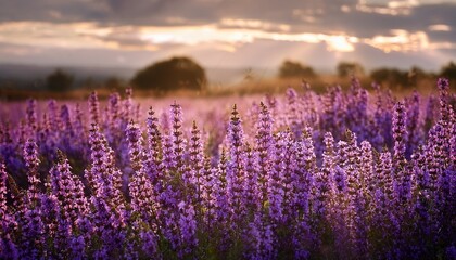 delicate salvia flowers gracefully scatter creating beautiful and serene scene filled with soft purple petals