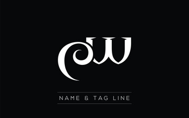 CW logo design. A sophisticated, minimalistic logo design featuring golden stylized typography,  perfect for branding concepts emphasizing luxury, professionalism, and contemporary aesthetics.
