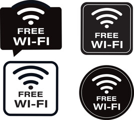 Free wifi zone icon set. Wireless sign design template,Network signs,Wireless connection icon.free wifi design, 
