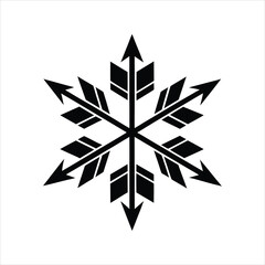 Black Snowflake with Arrow Accents Vector