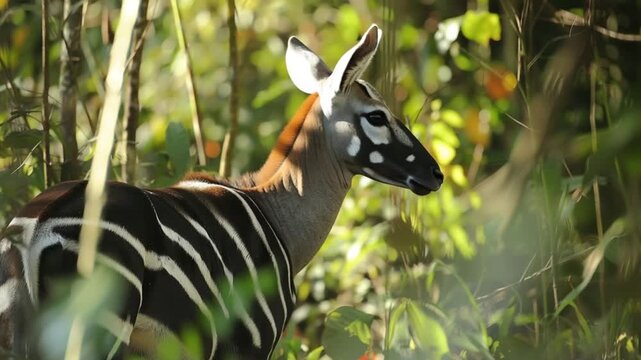 Okapi in a dense jungle