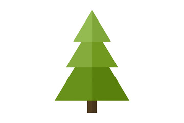 Stylized Evergreen Tree Illustration on White Background for Christmas and Nature Designs Three Tiered Simple Isolated