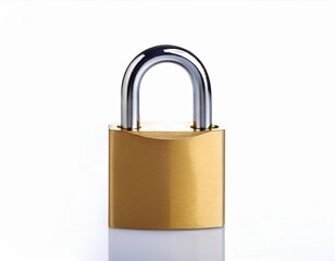 Fototapeta premium golden padlock isolated on white background