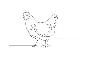 Minimalist black line illustration of a chicken Simple art  Drawing of hen