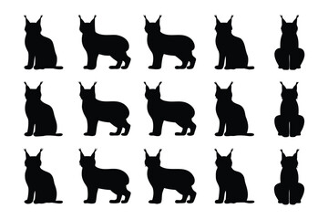 Collection of silhouetted gorilla poses from a top down view illustrating various actions and stances