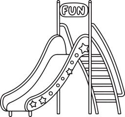 Obraz premium Playground slide with fun sign and decorative elements stars circles