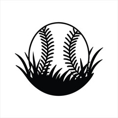 Hand Drawn Baseball Grass Silhouette