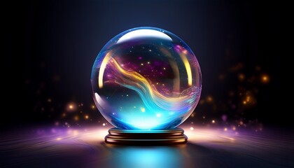 crystal ball isolated on a black base with transparency effect