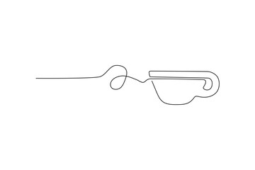 Minimalist line art of a teacup, a single continuous line forming its shape