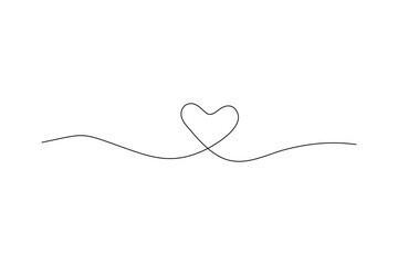 Minimalist line drawing depicts a heart shape Simple black line on white Symbol of love and affection