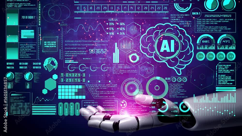 Poster ai assistant brain processor with llm technology, big data, machine learning, generative ai for busi