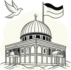Dome of the Rock with Palestinian Flag | Peaceful Palestinian Symbolism Artwork

