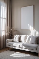 Fototapeta premium Boho Living Room Poster Frame Mockup
