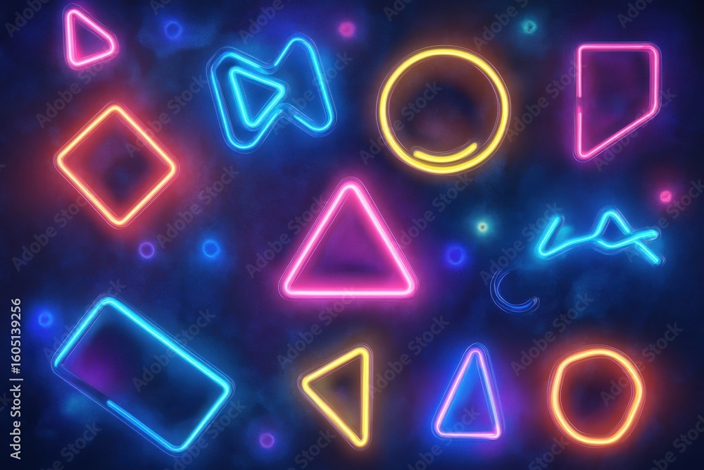 Aufkleber colorful neon shapes create a vibrant abstract background in motion with modern design elements, sta