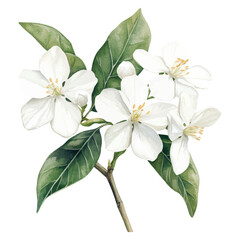 Obraz premium Watercolor jasmine blossom branch illustration for elegant botanical decor