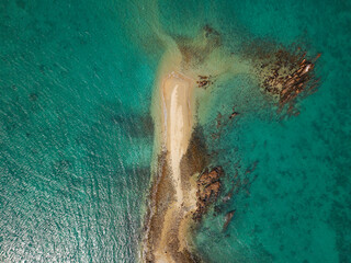 Aerial Drone View of Tropical Queensland Beach, Ocean Waves, Island Coastline and Shoreline – Scenic Coastal Landscape, Clear Blue Water, Australia Nature, Travel, Tourism, QLD	