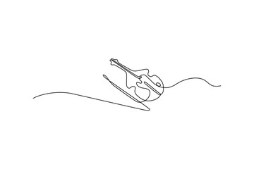 Single-line art of an electric guitar Simple, minimalist drawing, white background Instrument, music, and sound