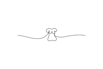 Single-line drawing of a chef's hat, simple and minimalist, set against a white backdrop