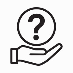 Question mark and hand icon