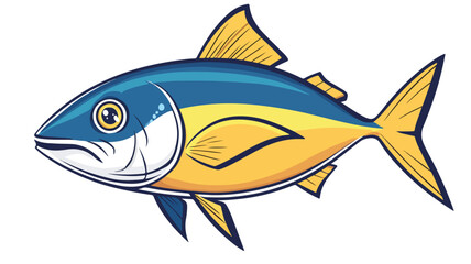 Fototapeta premium Cute Tuna Fish Cartoon Drawing for Kids Coloring