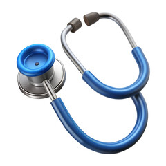 Close up of a blue and silver stethoscope on a black background symbolizing medical care and health