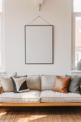 Boho Living Room Poster Frame Mockup