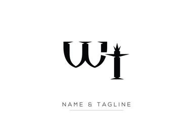 WT Elegant Monogram Logo Design Featuring Stylized Letters. A sophisticated monogram logo representation showcasing artistic typography with a modern design
