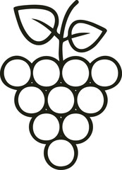 Outline icon of a bunch of black grapes, fruit symbol
