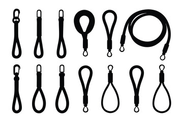 Collection of twelve black coyote silhouettes in various standing and walking poses against a white background