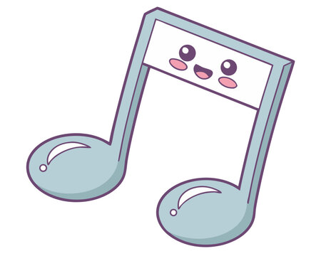 kawaii beamed eighth notes character with cute face illustration design isolated on white background.