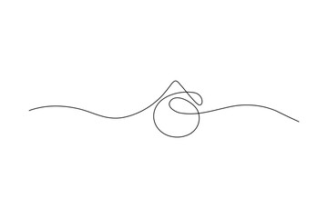 Abstract continuous line art with a circle, triangle and swirl elements on white Simple minimal graphic