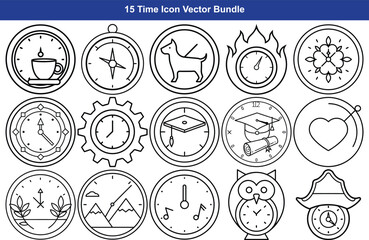 Collection of vintage style circular emblems and icons