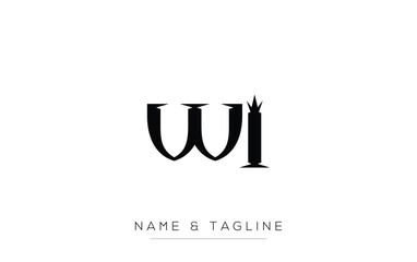 WI Elegant Monogram Logo Design Featuring Stylized Letters. A sophisticated monogram logo representation showcasing artistic typography with a modern design