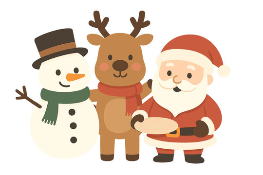 Vector New Year menu banner template featuring cartoon quirky Santa Claus, reindeer, and frosty snowman, promoting family togetherness and Christmas breakfast fun for kids on a holiday celebration