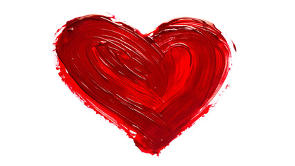 a textured painted red heart isolated on white background, png, ai generated.