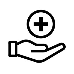 Obraz premium Minimalist First Aid Icon Line Art Healthcare Hand with Cross