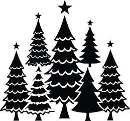 set of christmas trees