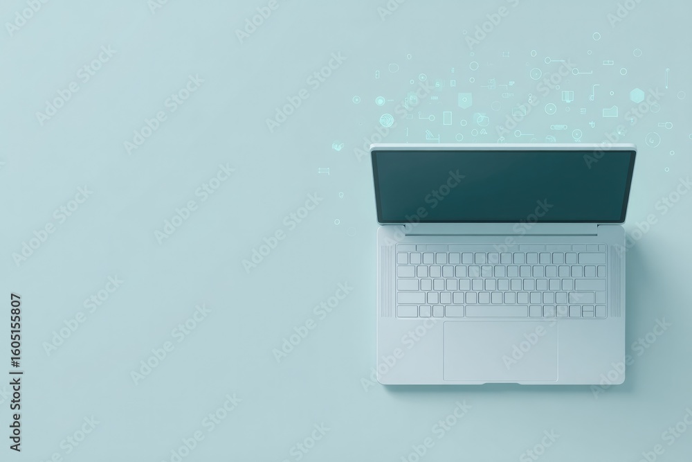 Poster minimalistic image illustrating concept of business process automation with modern clean workspace f