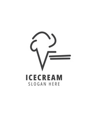 Ice cream black silhouette logo, Balls in waffle cone logo