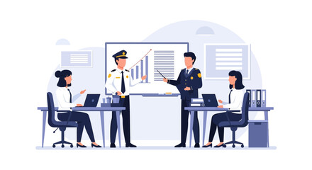 Obraz premium Police Officers Conduct Training Session Presenting Business Growth Strategy