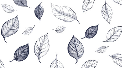 Botanical Leaf Pattern Design in Simple Line Vector
