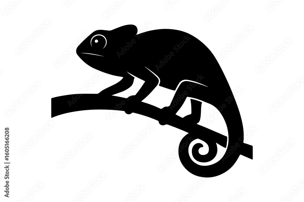 Poster chameleon silhouette crawling on a branch design ideal for reptile enthusiasts and nature themed pro