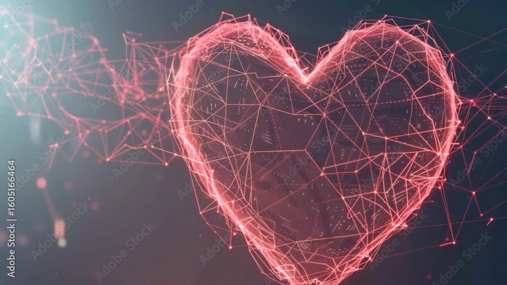 Poster abstract heart design with digital network