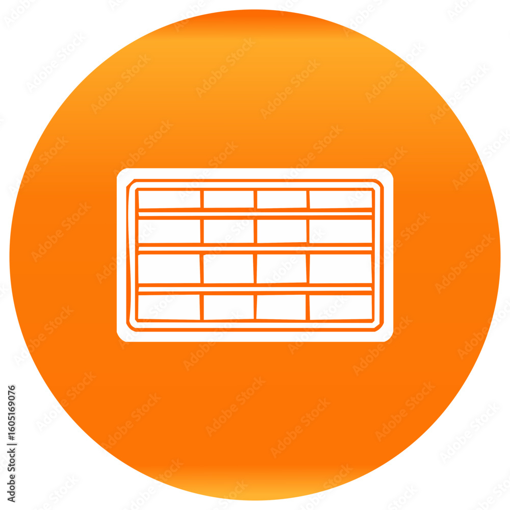 Poster icon of spreadsheet program on orange background for business or technology use