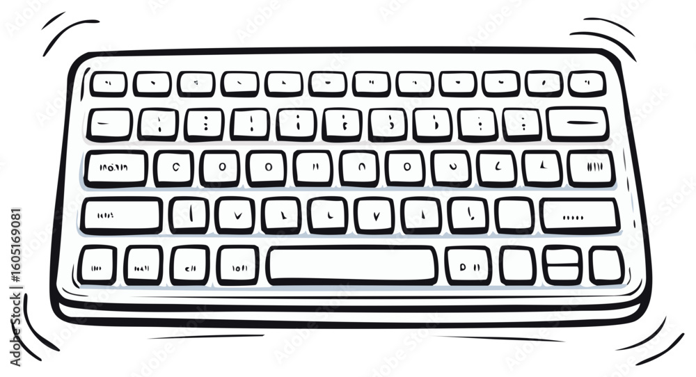 Poster Stylized Keyboard Illustration with Keys Symbols and Computer Input Device